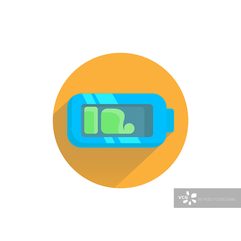 彩色长阴影扁平电池图标图片素材