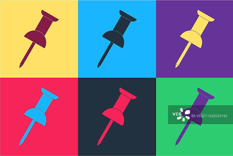 波普艺术：图钉图标图片素材