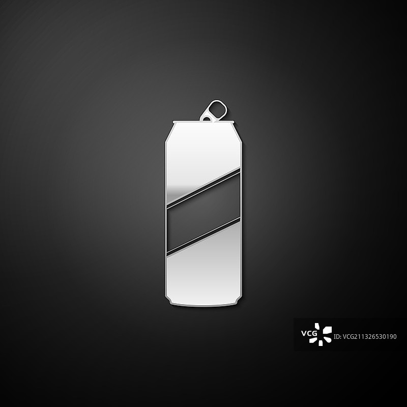 黑色背景上隔离的银色铝罐图标图片素材
