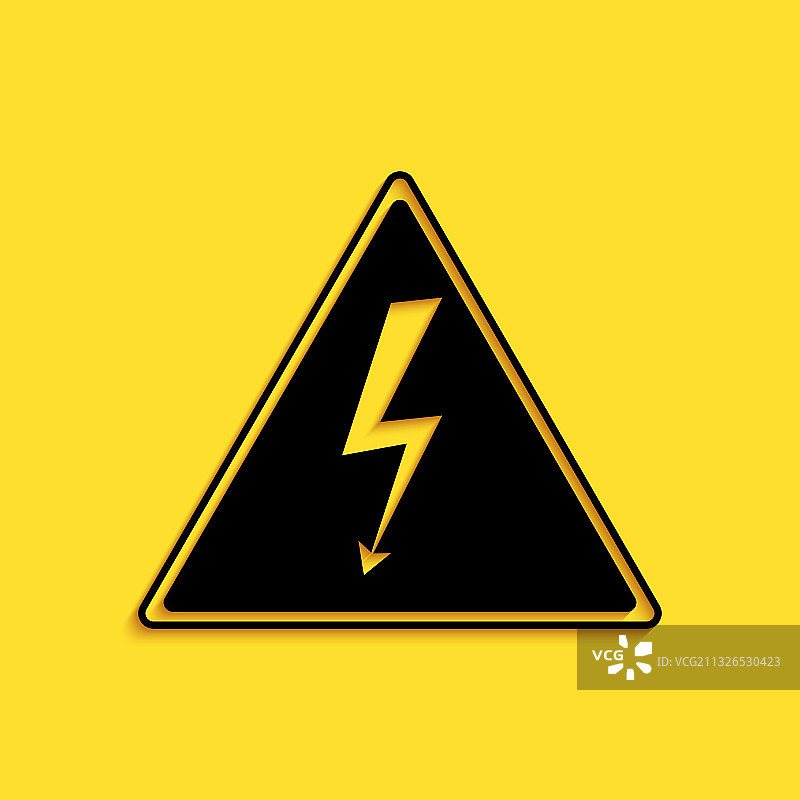 黄色背景上的黑色高压标志图标图片素材