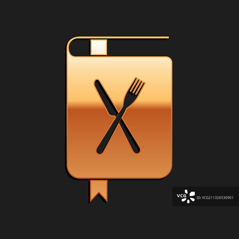 黑色背景上的金色食谱图标图片素材