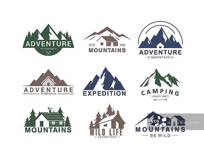 扁平风格山峰Logo合集图片素材