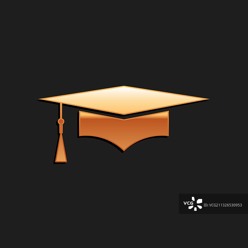 金色毕业帽图标（黑色背景）图片素材
