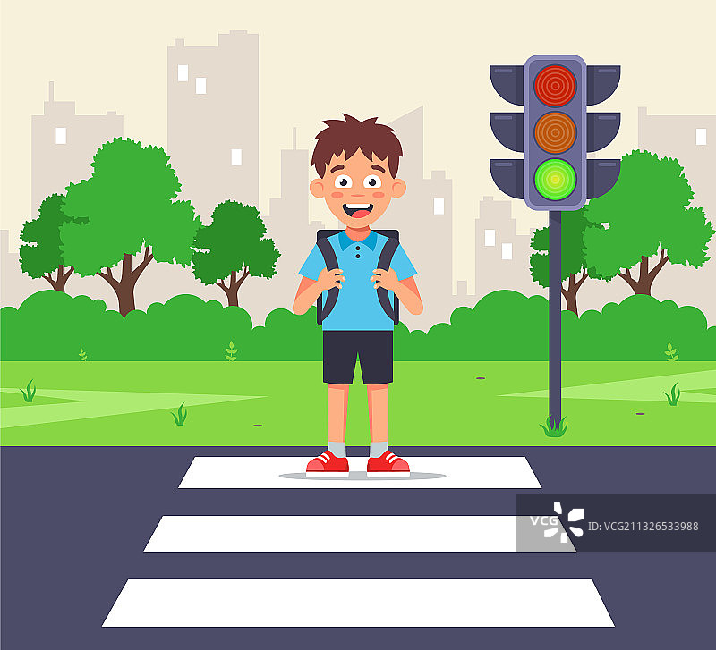 过马路的小学生图片素材