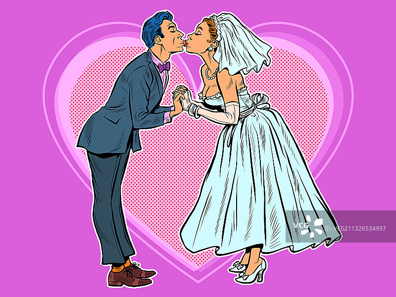 新娘和新郎在婚礼上亲吻图片素材