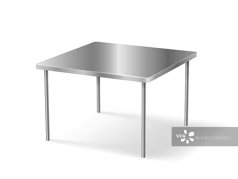 逼真质感的矩形金属桌子3D模型图片素材