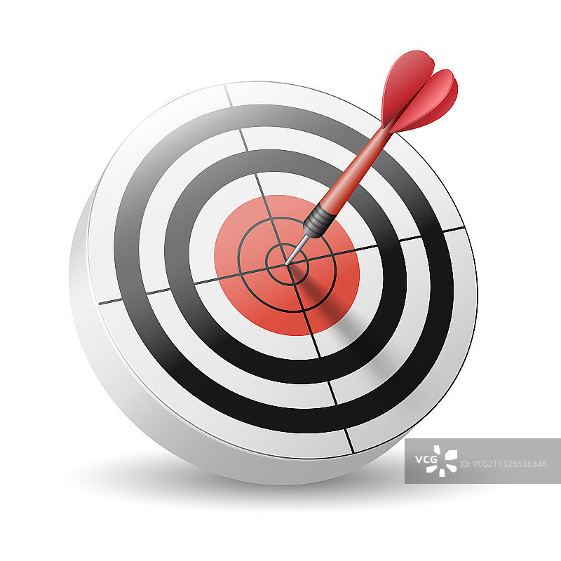 飞镖靶和箭头击中靶心3D图片素材