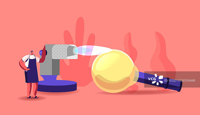 制作装饰品的迷你玻璃工匠男性形象图片素材