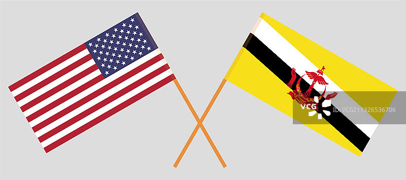文莱和美国交叉旗帜图片素材