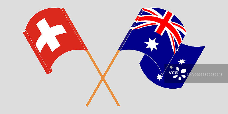 瑞士交叉挥舞的旗帜图片素材