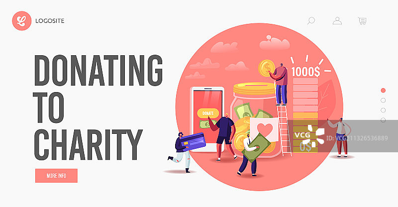 捐赠志愿者慈善活动着陆页模板图片素材