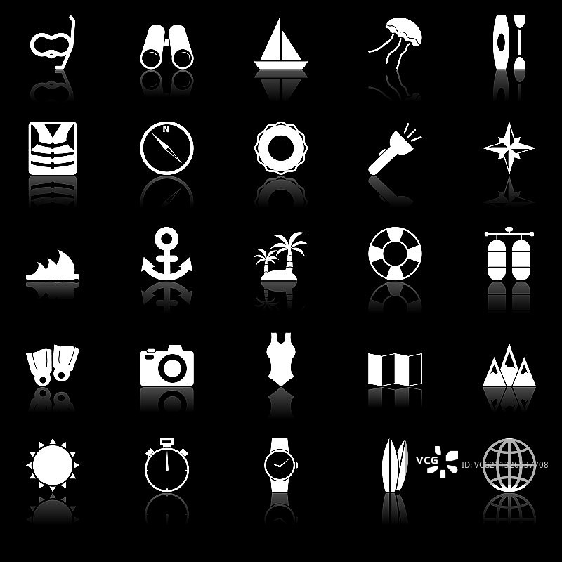 黑色背景上的潜水图标图片素材