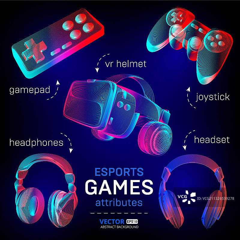 电子竞技游戏图标集 - 抽象VR头盔图片素材