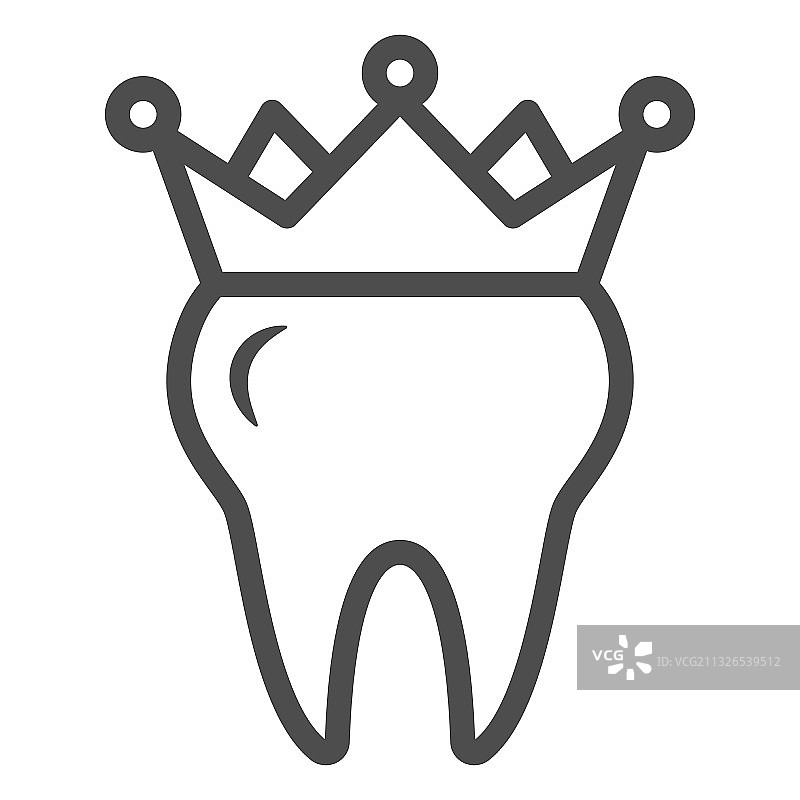 牙齿上的皇冠线条图标国际牙医图片素材