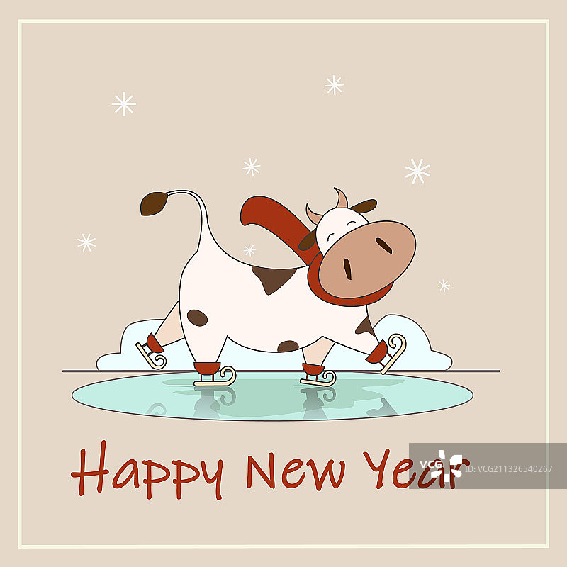 奶牛滑冰图片素材