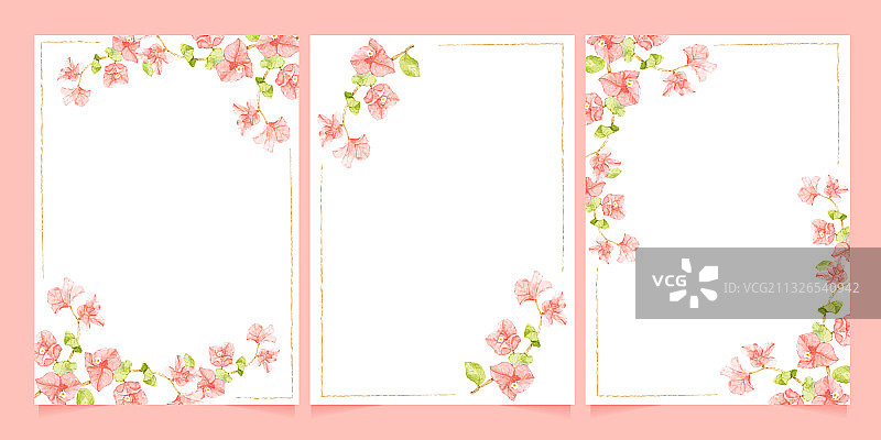 水彩粉色三角梅极简线条图片素材