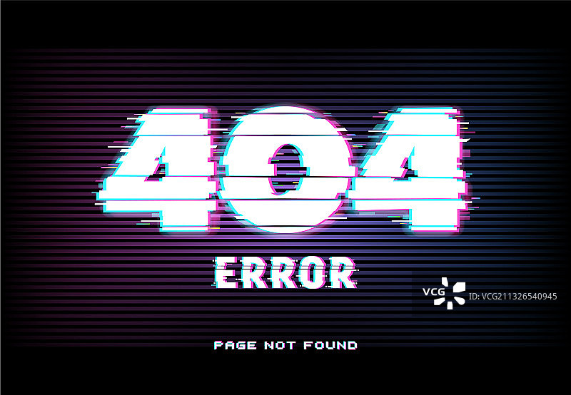 故障风格的404错误页面图片素材