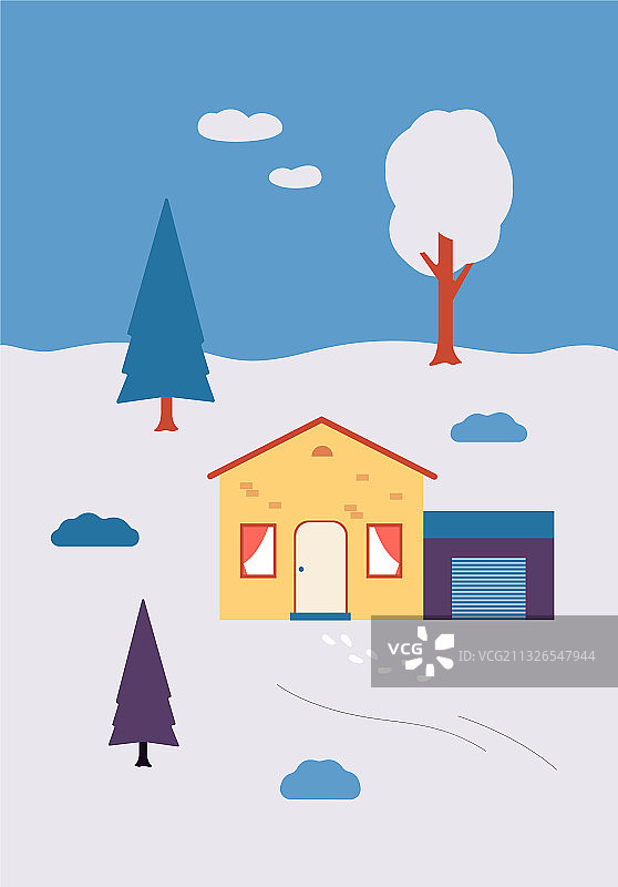 冬季雪景乡村房屋图片素材