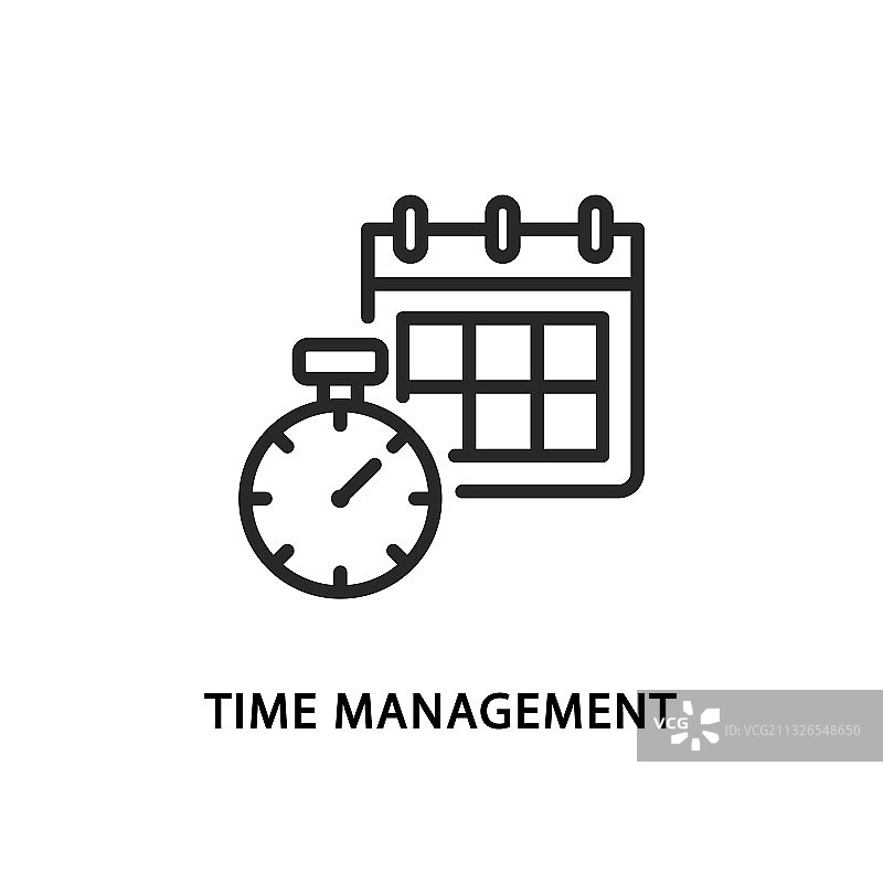 时间管理扁平线条图标图片素材