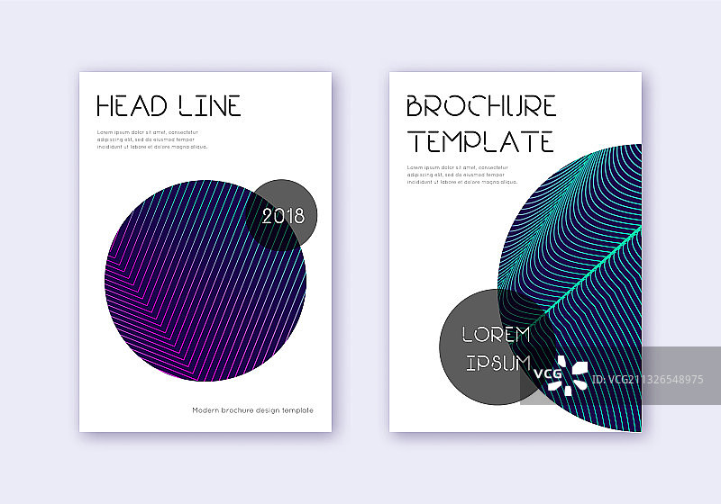 潮流封面设计模板（霓虹抽象线条）图片素材