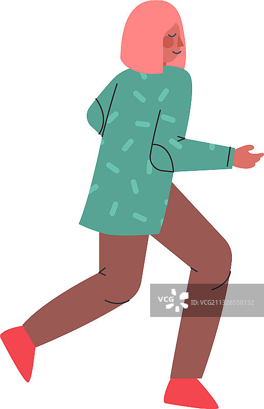 匆忙奔跑的女性角色图片素材