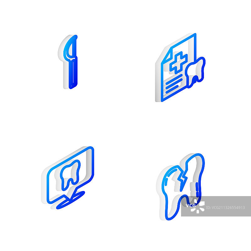 2.5D牙科诊所牙线卡片线路合集图片素材