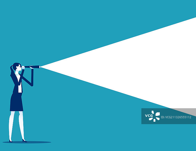 女商人使用望远镜观察图片素材