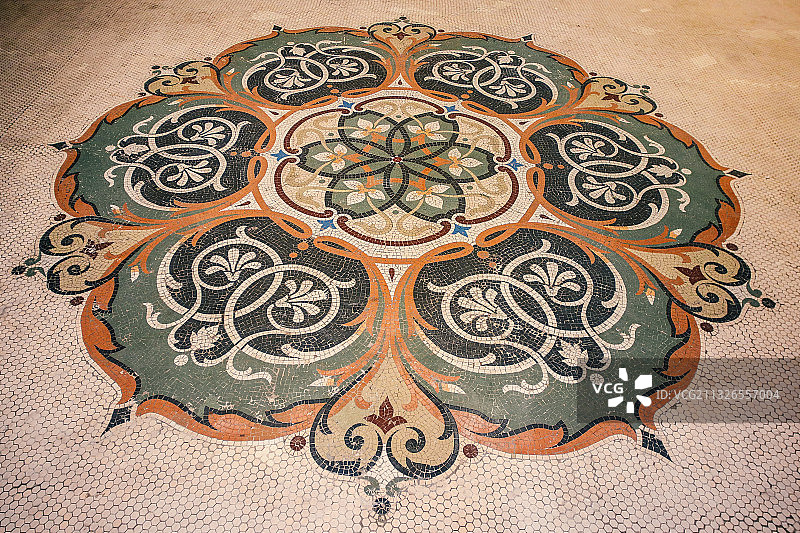 地板图案特写(摄于上海总商会旧址)图片素材