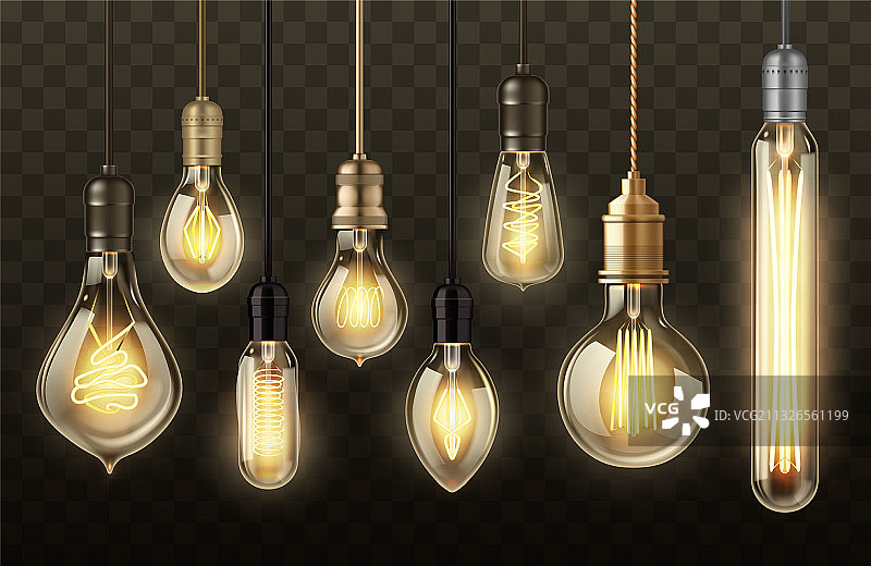 透明背景上的逼真灯泡图片素材