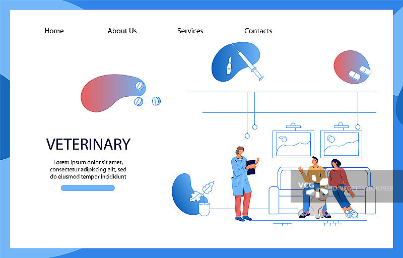 兽医诊所网站banner样机（扁平）图片素材