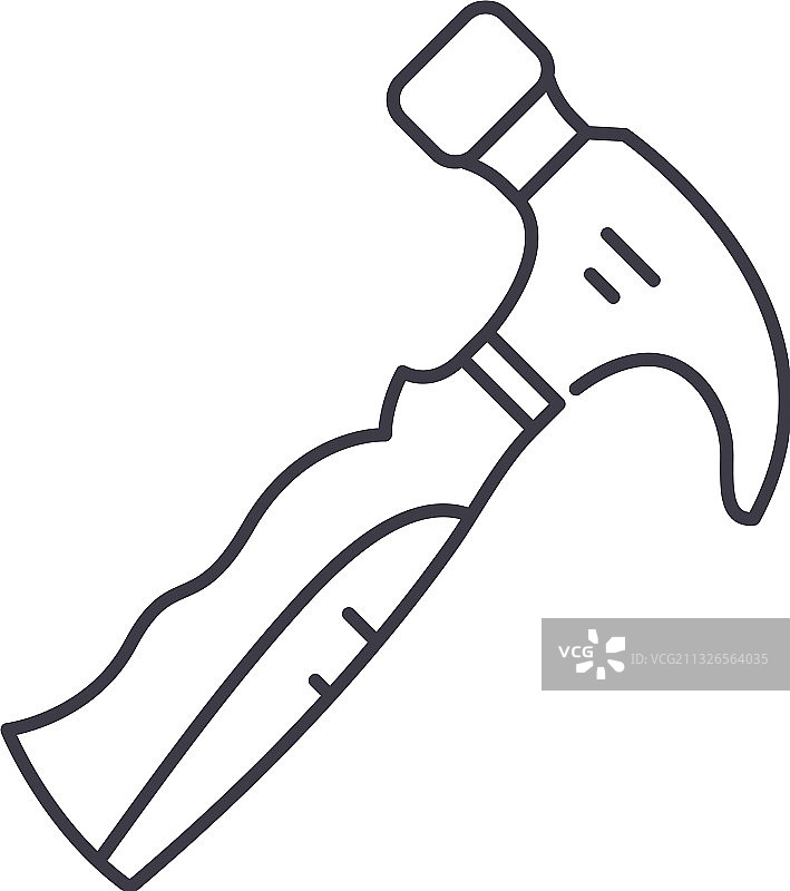 锤子线性隔离细图标图片素材