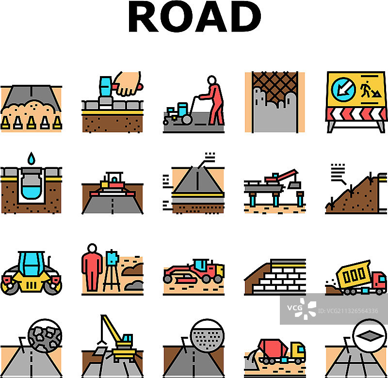 道路施工系列图标图片素材