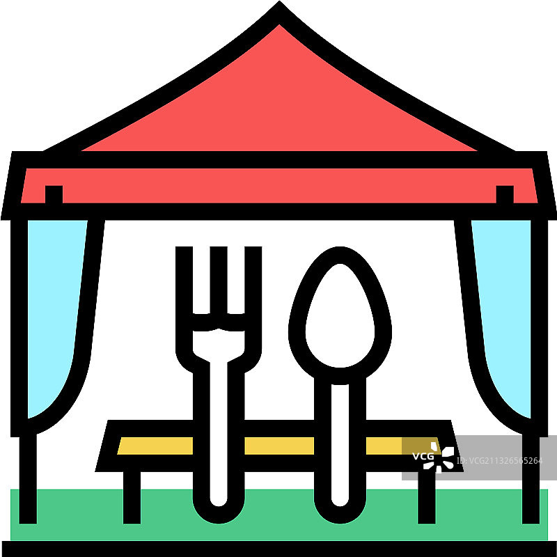 户外餐饮自助餐彩色图标图片素材