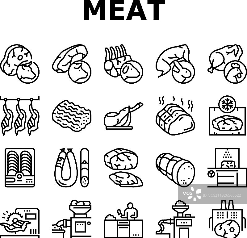 肉类加工厂产品系列图标图片素材