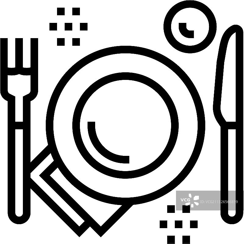 餐盘刀叉餐具线条图标图片素材