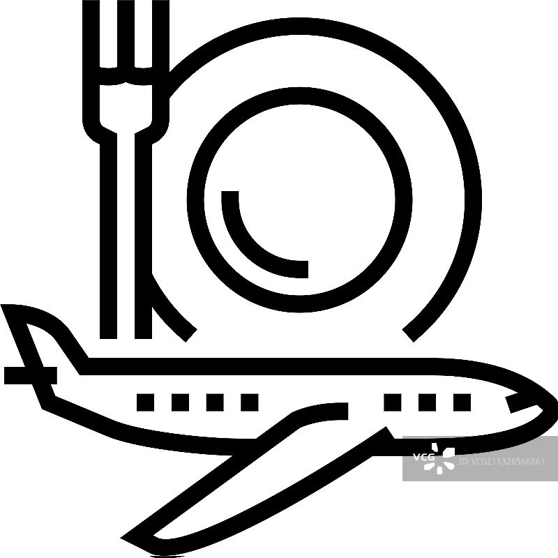 飞机餐饮线性图标图片素材