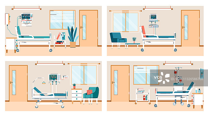 医院病房内部场景—空旷的健康诊所图片素材