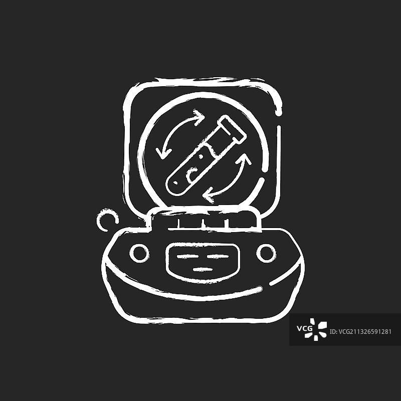 黑色背景上的实验室离心机粉笔白色图标图片素材