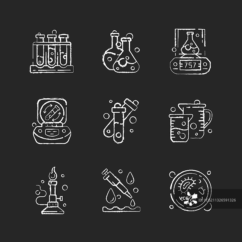 实验室设备粉笔白色图标集图片素材