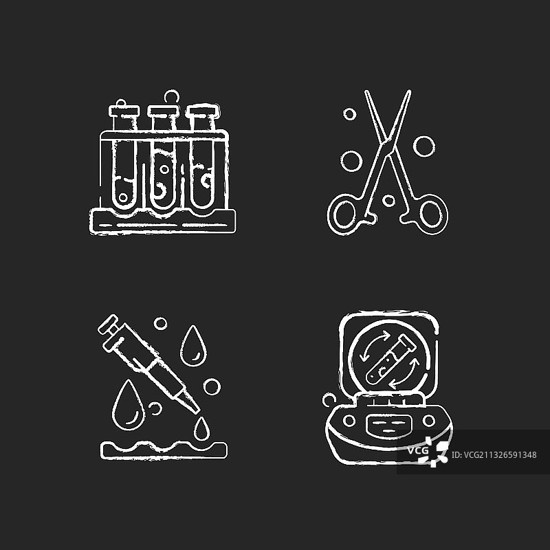 实验室仪器粉笔白色图标集图片素材