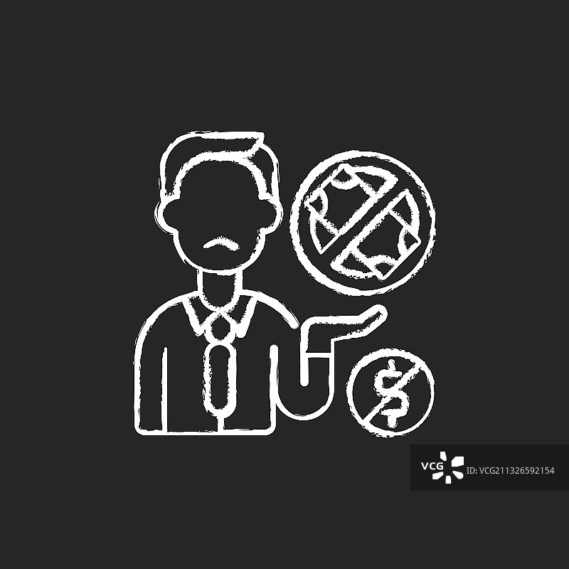 黑色背景上的捐赠者疲惫粉笔白图标图片素材