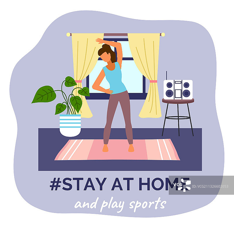 居家运动健身的女人图片素材