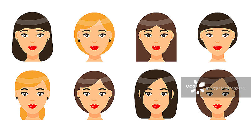 不同发型的女人合集图片素材