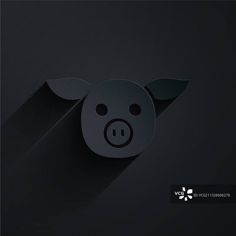 黑色背景上的纸剪小猪图标图片素材
