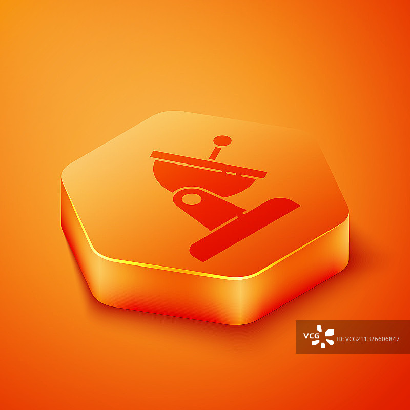 2.5D卫星天线图标，橙色背景图片素材