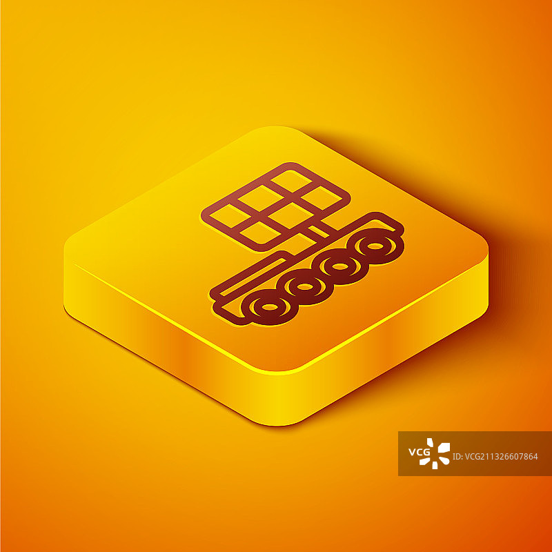 2.5D线条火星探测车图标，橙色背景图片素材