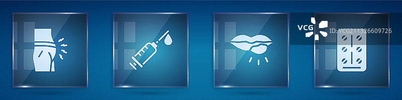 腹胀、注射器和唇疱疹合集图片素材