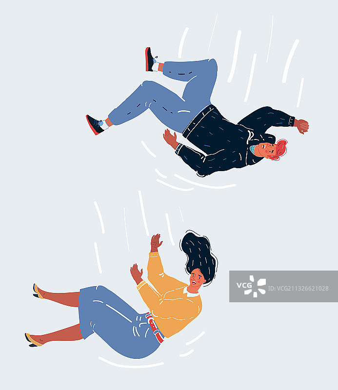 男人和女人摔倒图片素材