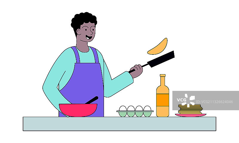 厨师在餐桌上烹饪食物图片素材