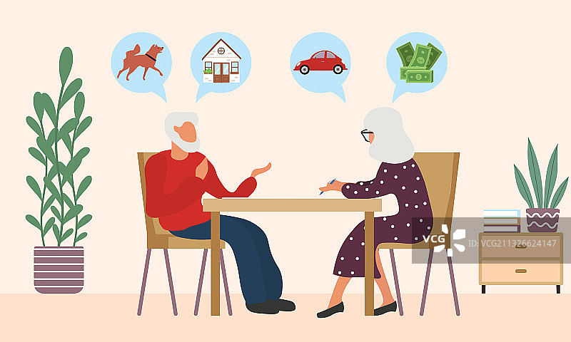 年长男人和女人书写遗嘱图片素材